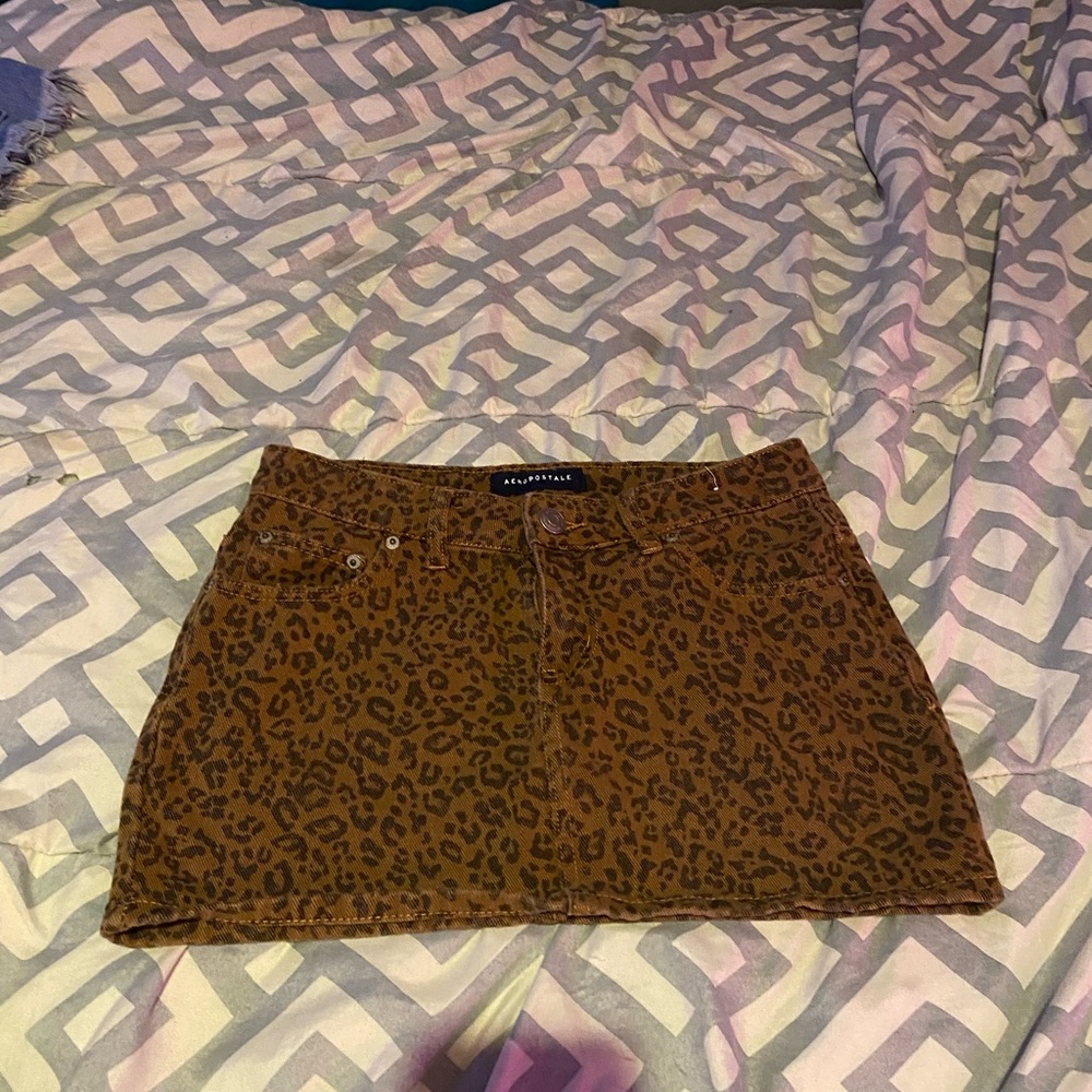 Brown Leopard Print Mini Skirt